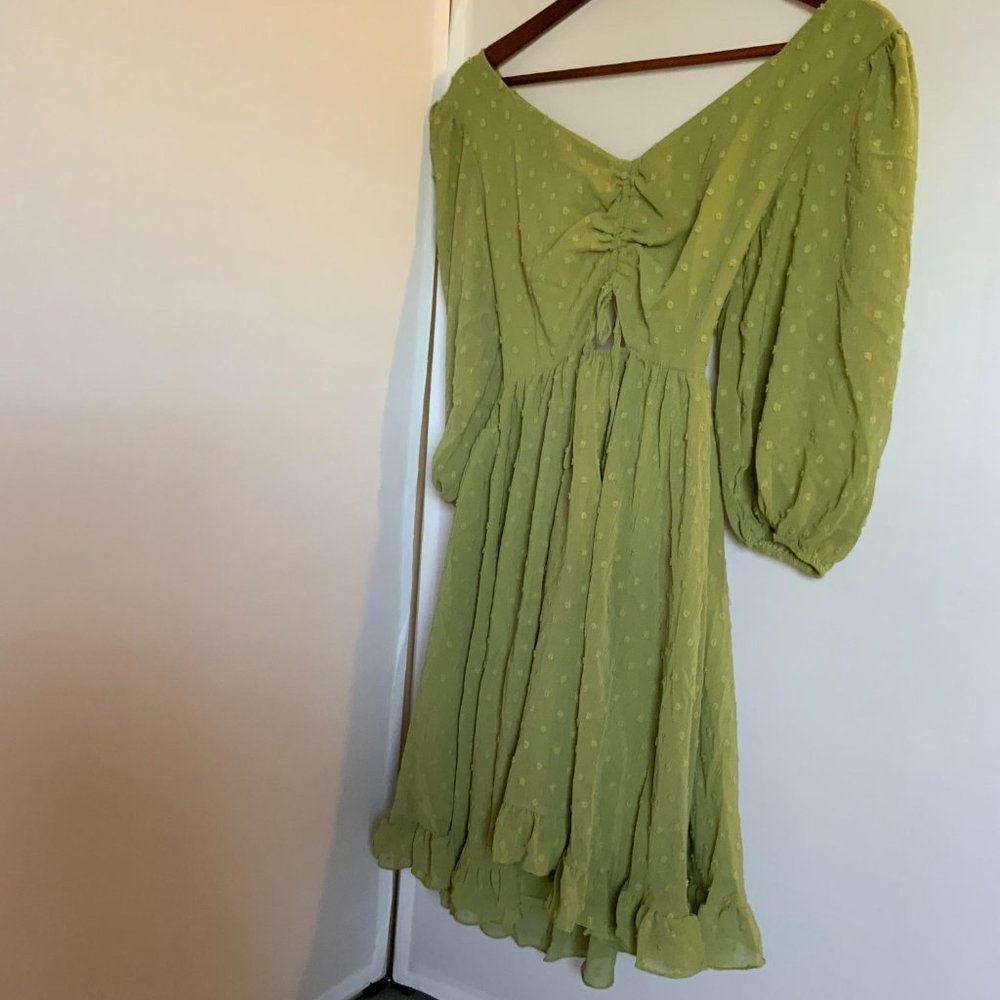 EXLURA Women‘s Tie Back Square Neck Dress Puff Elbow (S) 1NWT-0003 - Picture 6 of 13